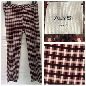 ALYSI brown checked full length straight leg plaid pants 26375